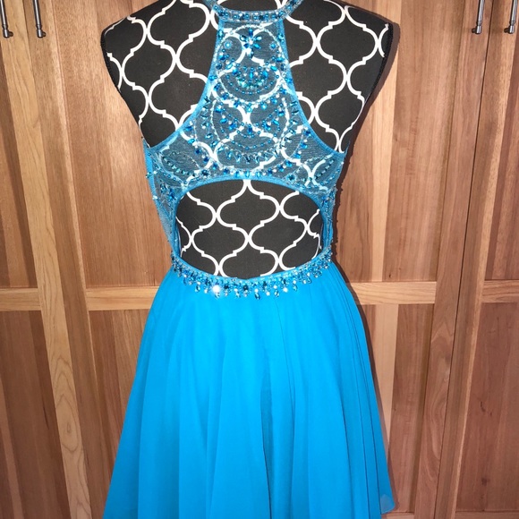 Turquoise Rachel Allan Homecoming Dress - Picture 2 of 4
